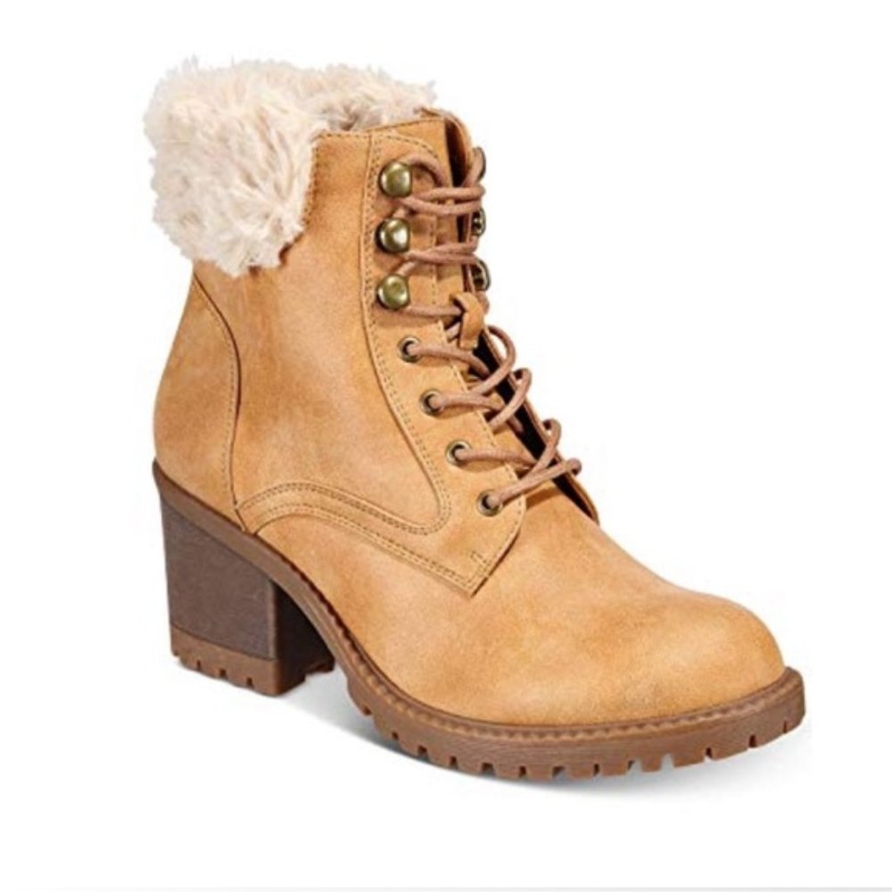Brown Lace Up Boot With Heel